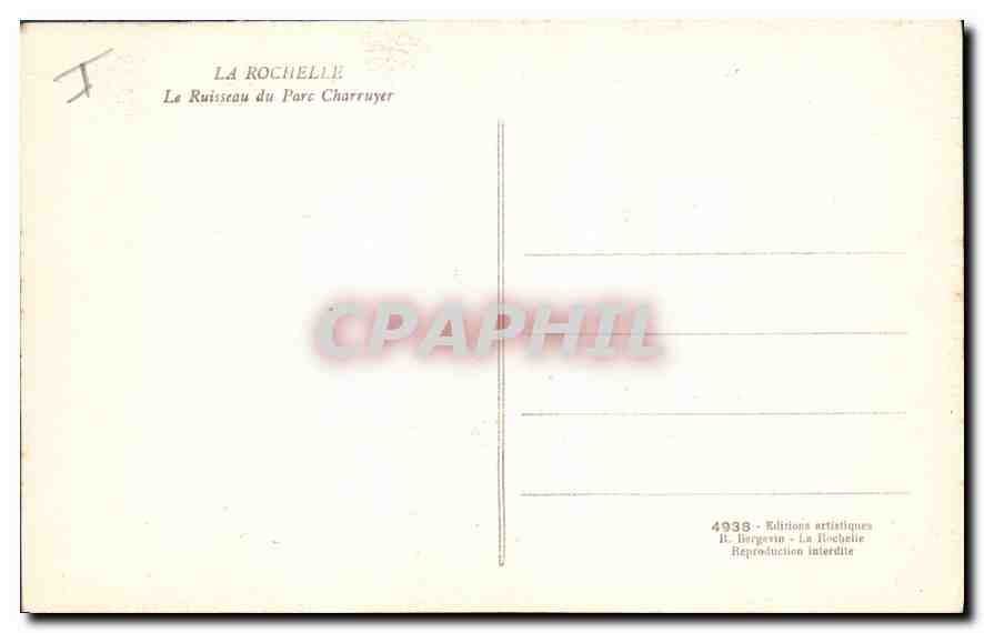 CPA La Rochelle Le Ruisseau du Parc Charruyer  — Verso