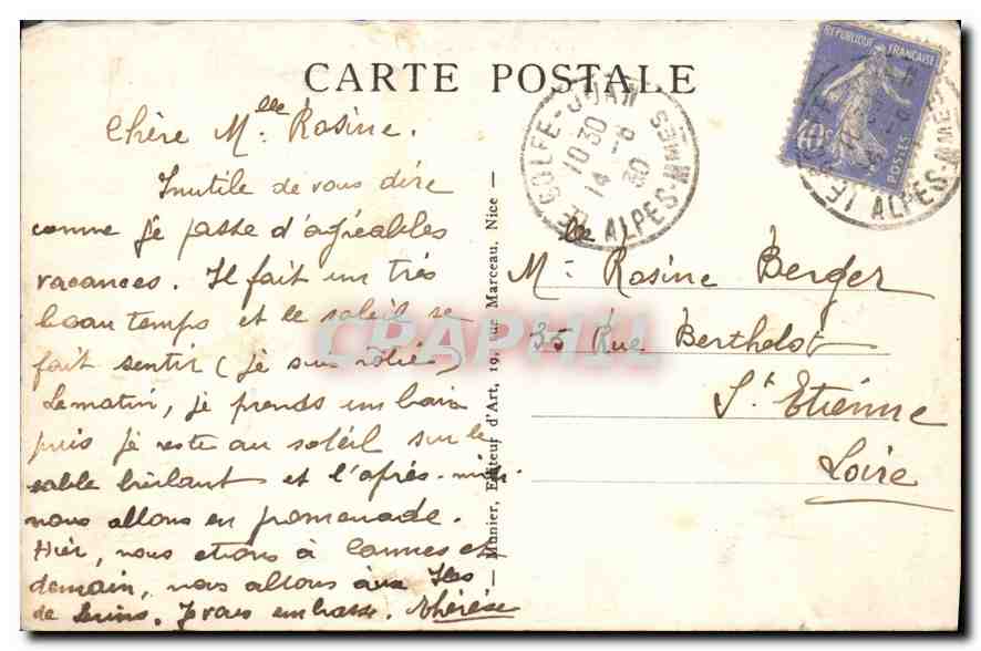 CPA La Cote d'Azur Cannes Eglise du Suquet  — Rückseite