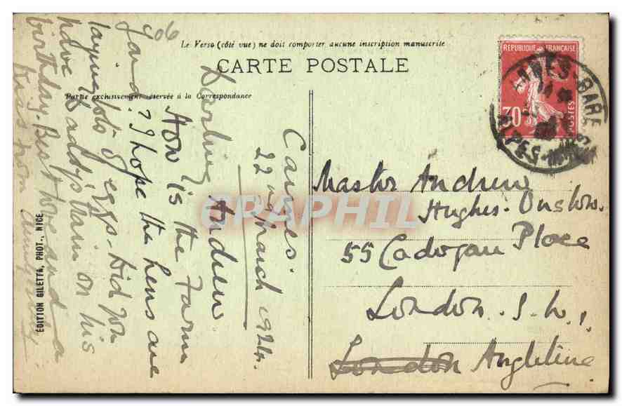 CPA Cannes Le Port et Mont Chevalier Bateaux — Rückseite