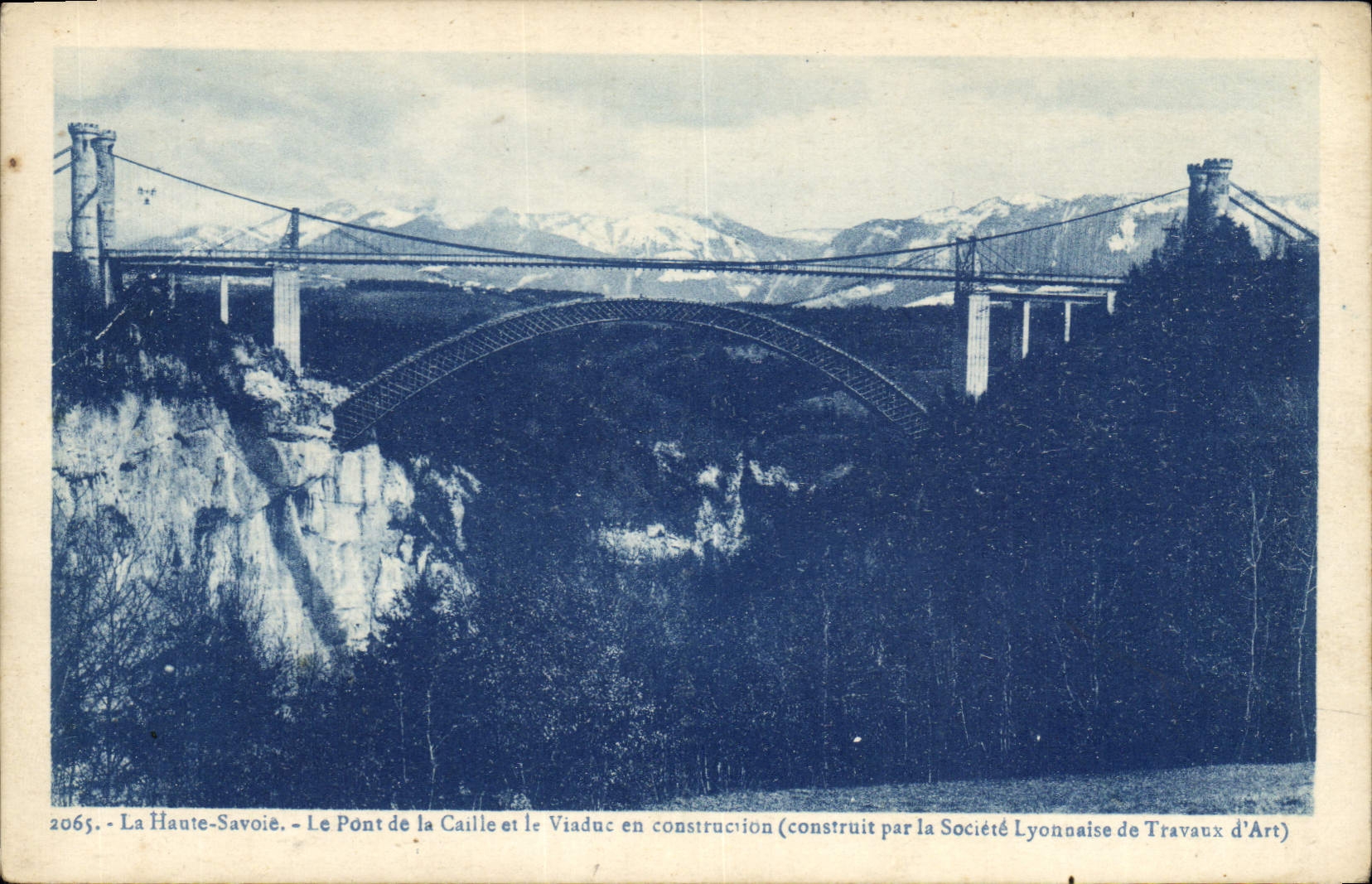 Haute-Savoie — Brücke der Caille und der im Bau befindliche Viadukt — errichtet von der Lyonnaise Gesellschaft für Kunstwerke