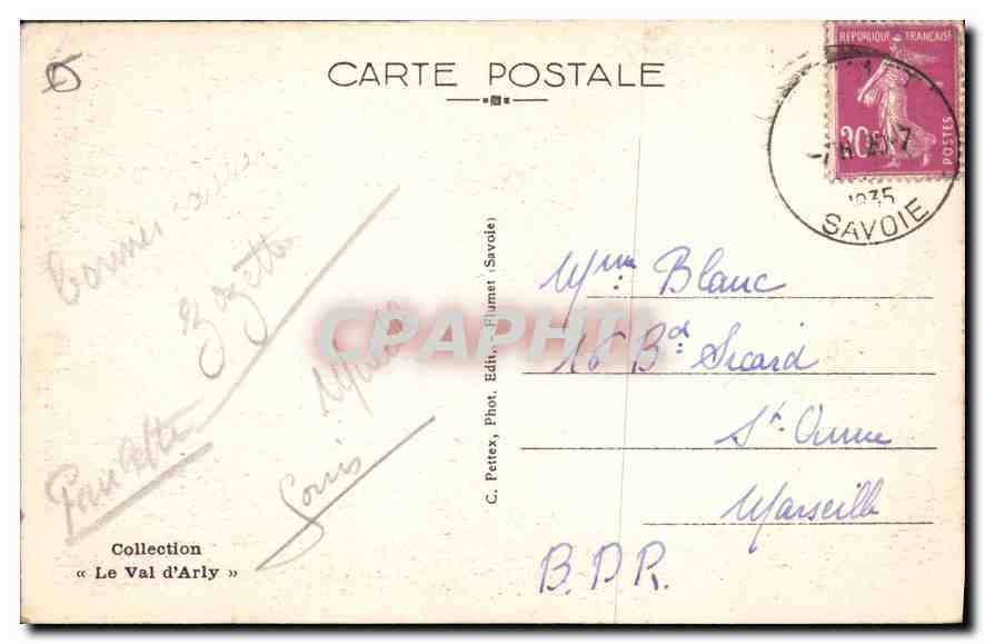 CPA Savoie Le Col des Aravis  — Rückseite