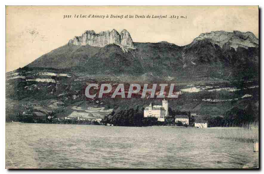 Le Lac d'Annecy à Duingt et les Dents de Lanfon (1813 m.) — CPA n°3221 — éditeur non visible