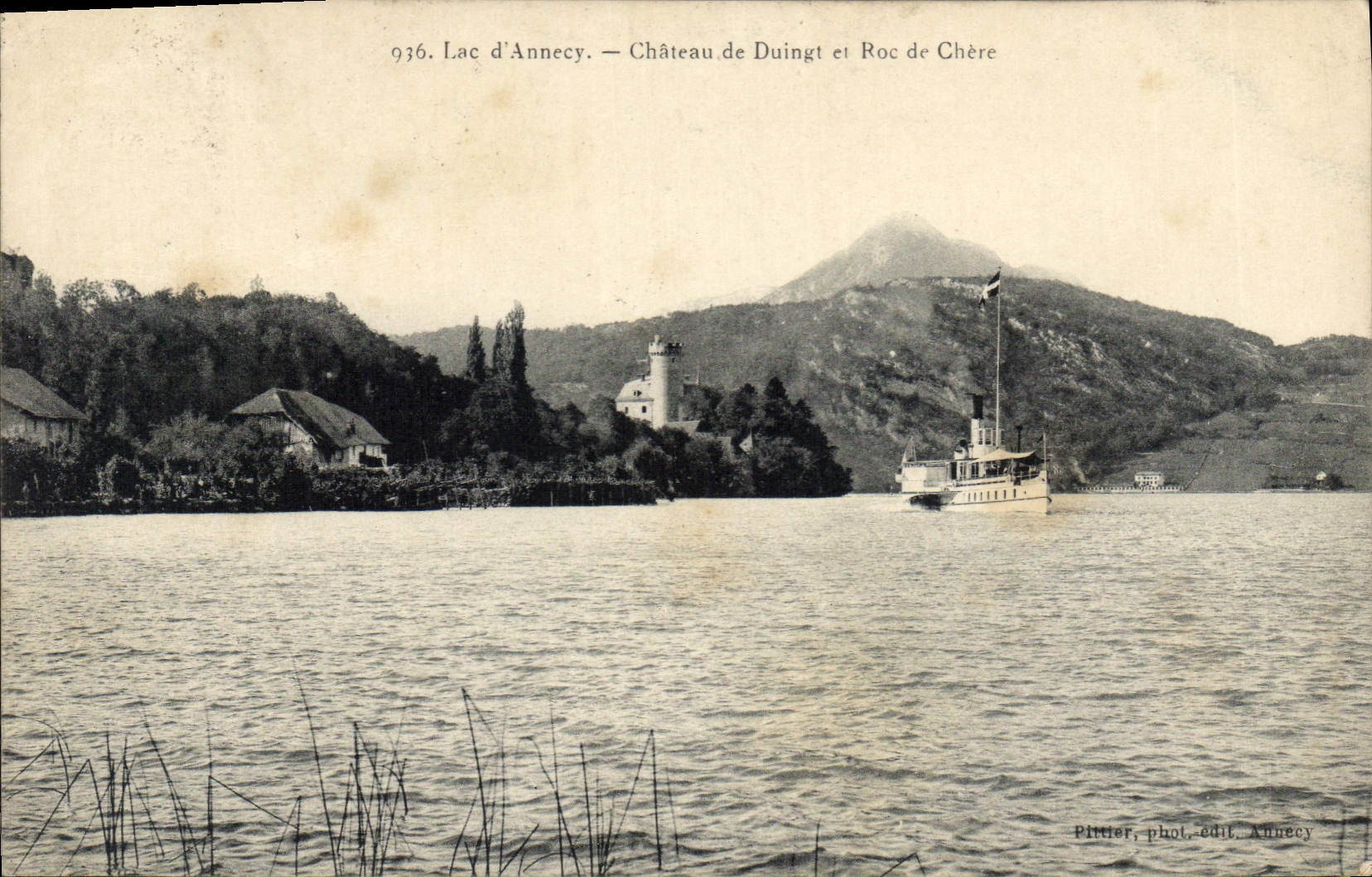 Lac d'Annecy — Château de Duingt et Roc de Chère — Pilttier, phot.-édit. Annecy