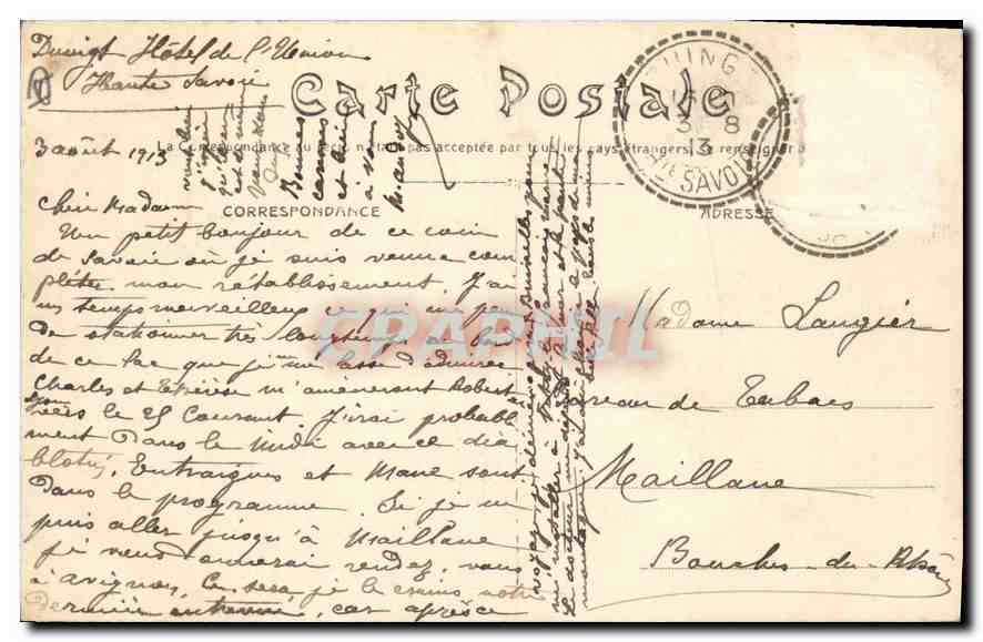 Lac d'Annecy — Château de Duingt et Roc de Chère — Pilttier, phot.-édit. Annecy — Verso