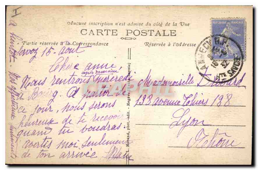 Le Mont-Blanc vu du Couvercle — série 841 — L. Morand, phot. édit. — Rückseite