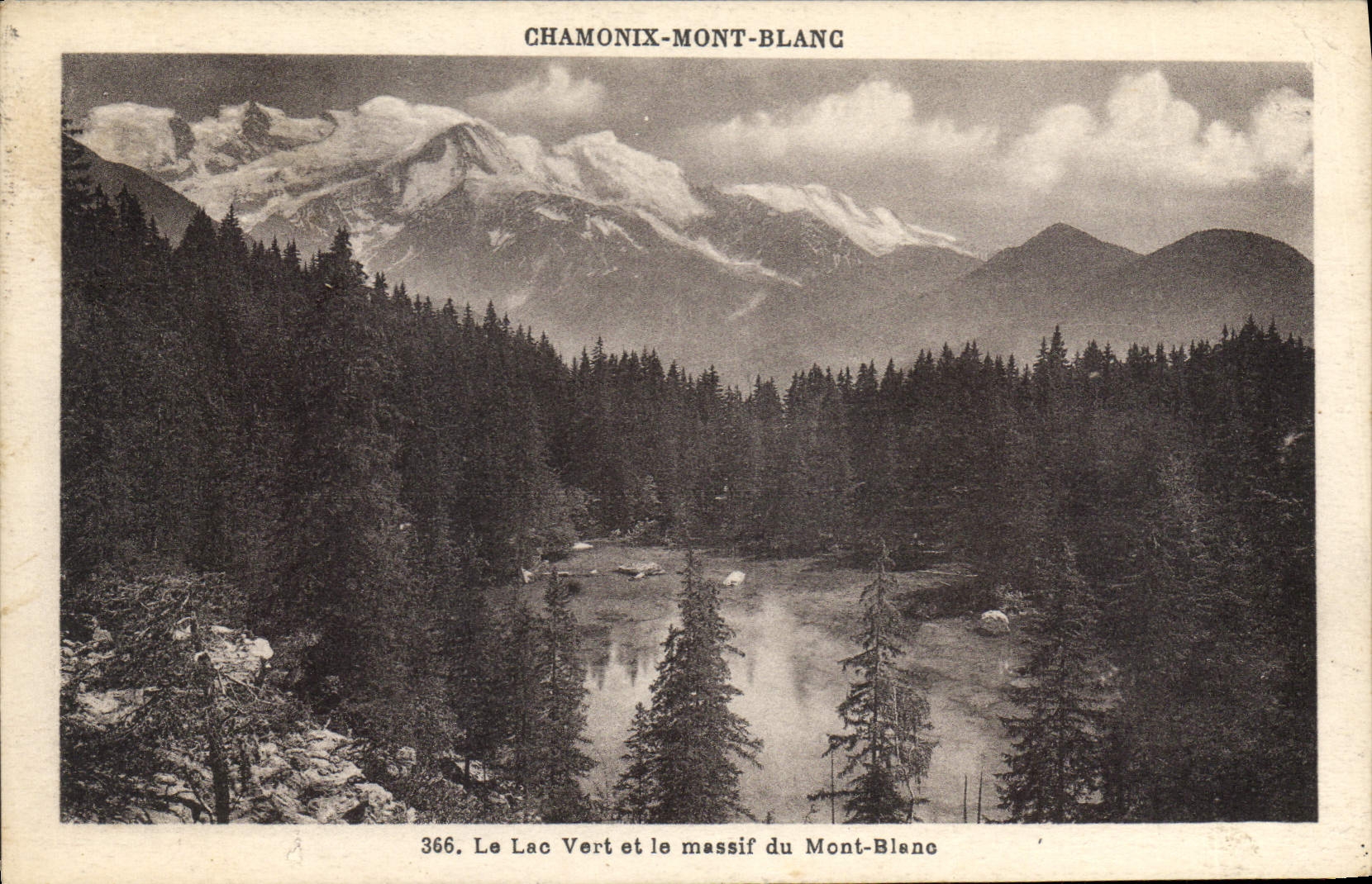 Chamonix-Mont-Blanc — Le Lac Vert et le massif du Mont-Blanc — Gay-Cottiet, phot. n°366