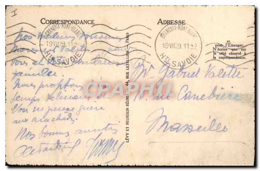 CPA Chamonix Les Clochetons du Plampraz  — Verso