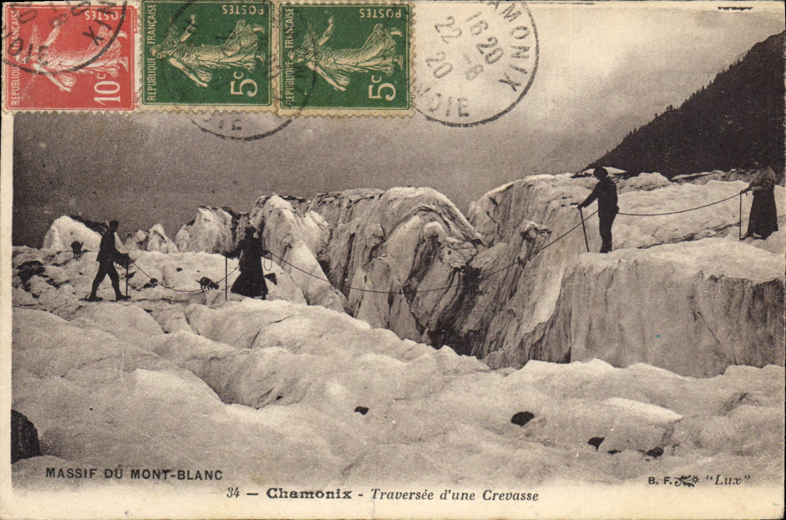 Massif du Mont-Blanc — Traversée d'une Crevasse — Chamonix — B.F. "Luxe"
