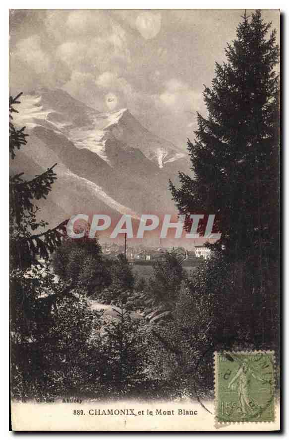 Chamonix et le Mont Blanc — vue panoramique — éditeur Ancey, n° 889