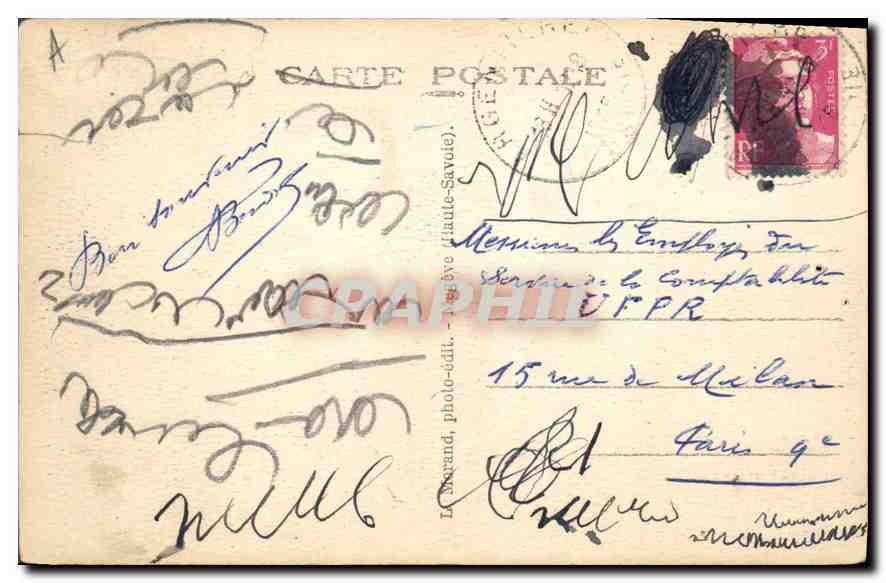 Argentière - Le Glacier et l'Aiguille Verte (4127 m) — Haute-Savoie, éditeur inconnu, n° 375 — Back