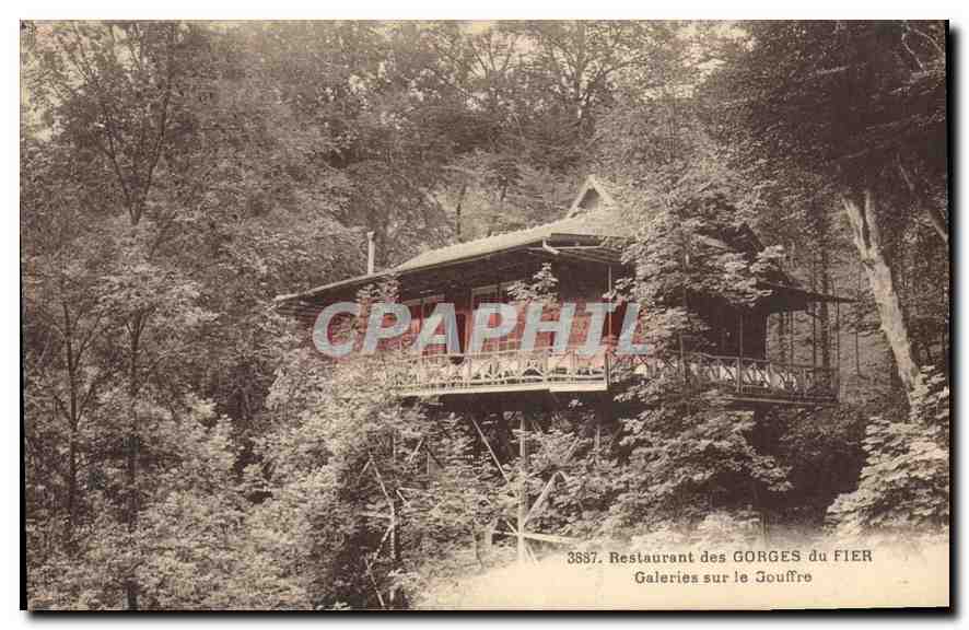 CPA Restaurant des Gorges du Fier Galeries sur le Gouffre 