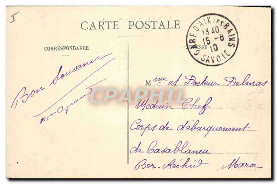 CPA Aix les Bains Le Grand Cercle  — Verso