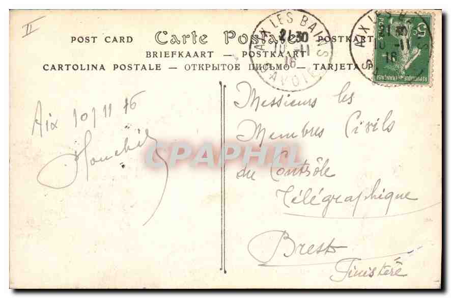 CPA Aix les Bains Le Grand Cercle la Grotte  — Verso