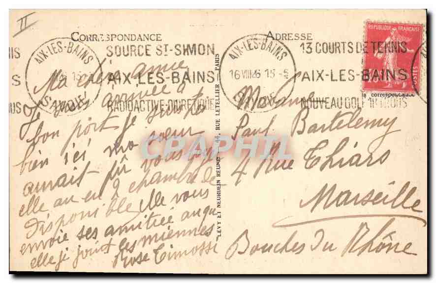 CPA Aix les Bains Le Revard  — Rückseite