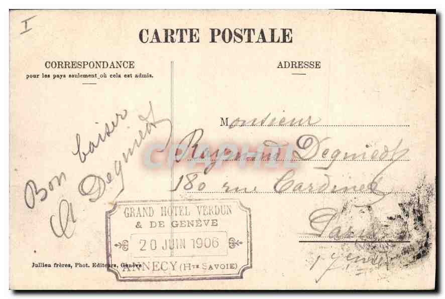 CPA Aix les Bains Vilal des fleurs  — Verso