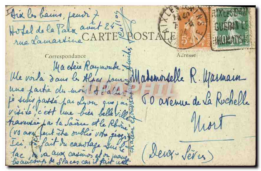 CPA Aix les Bains Vue generale et lac du Bourget  — Verso