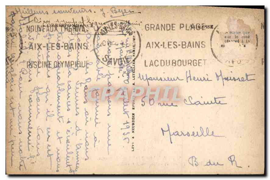 CPA Aix les Bains Tresserve Monument de Lamartine  — Rückseite