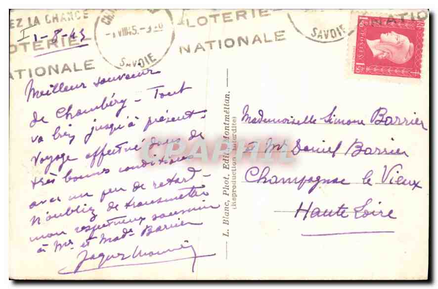 CPA Aix les Bains Une partie de la Facade Etablissement thermal  — Verso