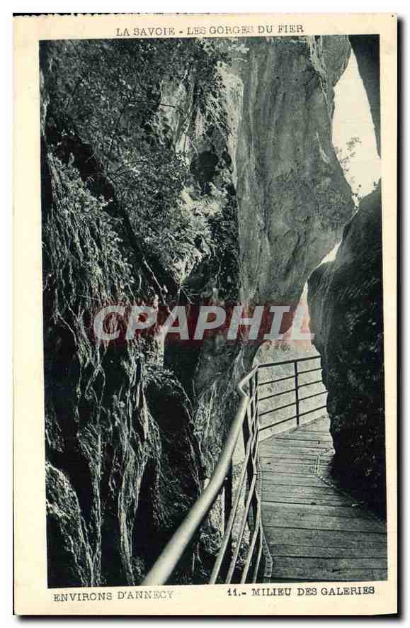 Les Gorges du Fier — Milieu des Galeries — L. Fauraz, édit. à Annecy (Haute-Savoie)