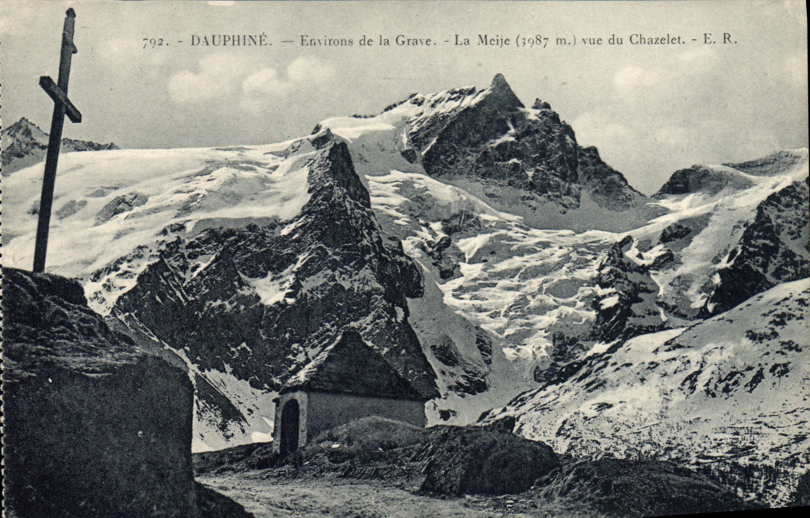 Dauphiné — Environs de la Grave — La Meije (3987 m.) vue du Chazelet — E. R.