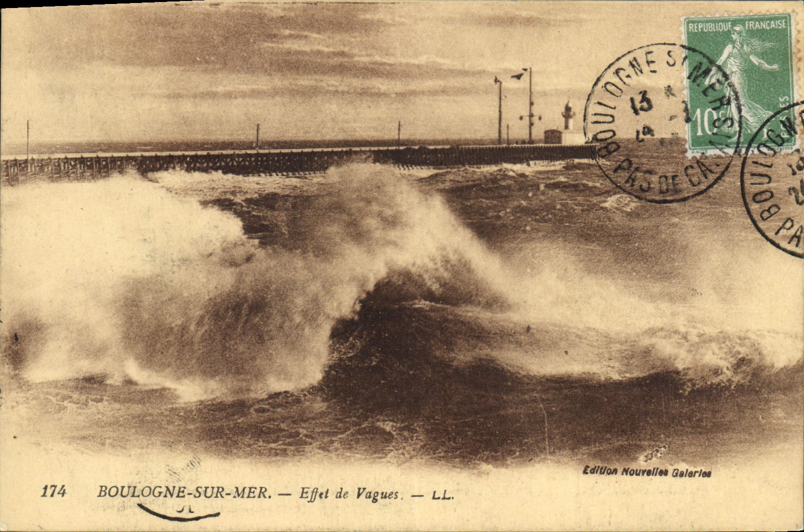 Boulogne-sur-Mer — Effet de Vagues — LL. — Édition Nouvelles Galeries