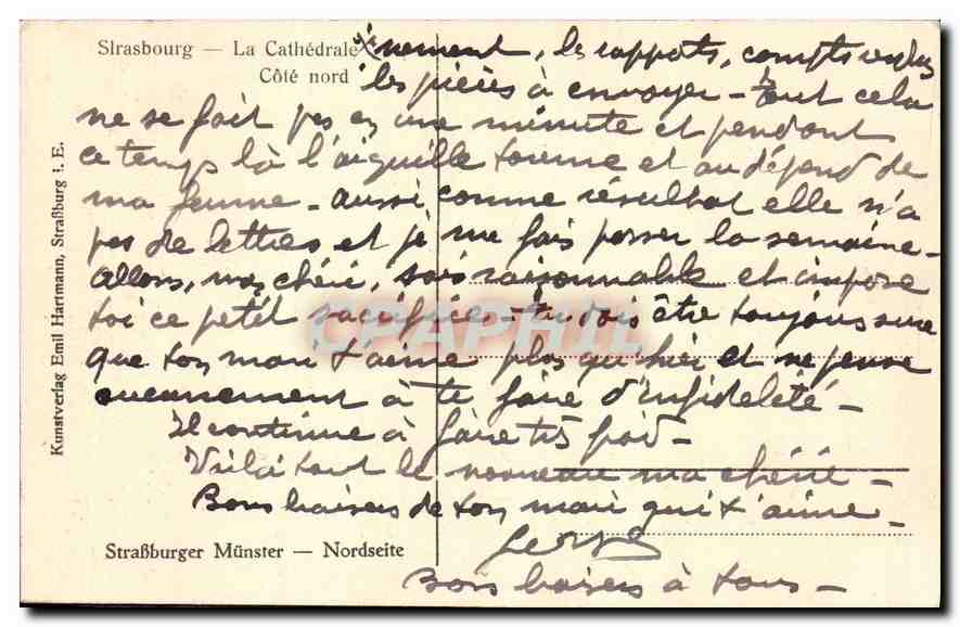 CPA Strasbourg La Cathedrale Cote nord  — Rückseite