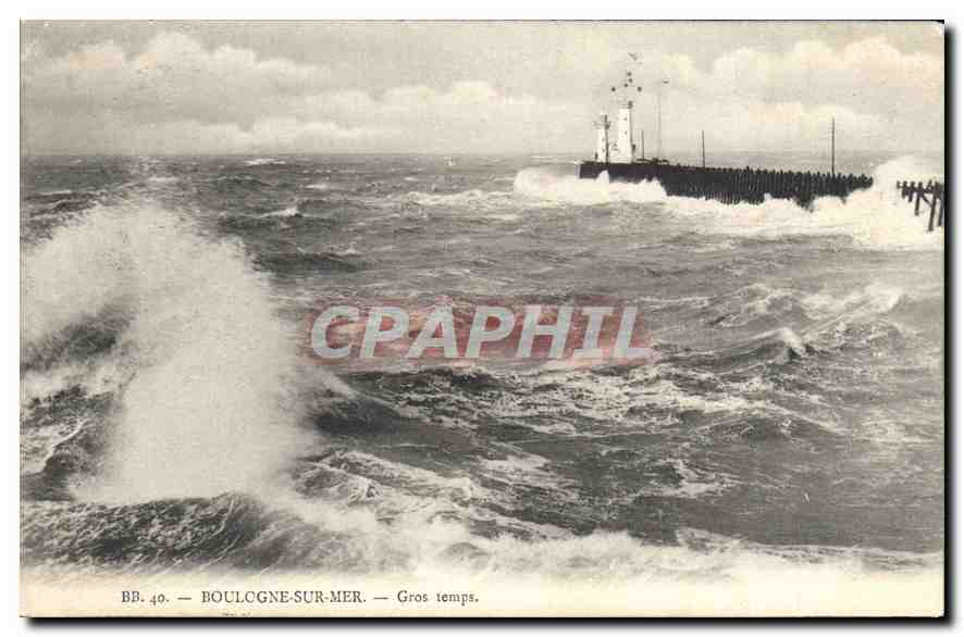 Boulogne-sur-Mer — Gros temps. — BB. 40. — Éditeur : CPAPHIL