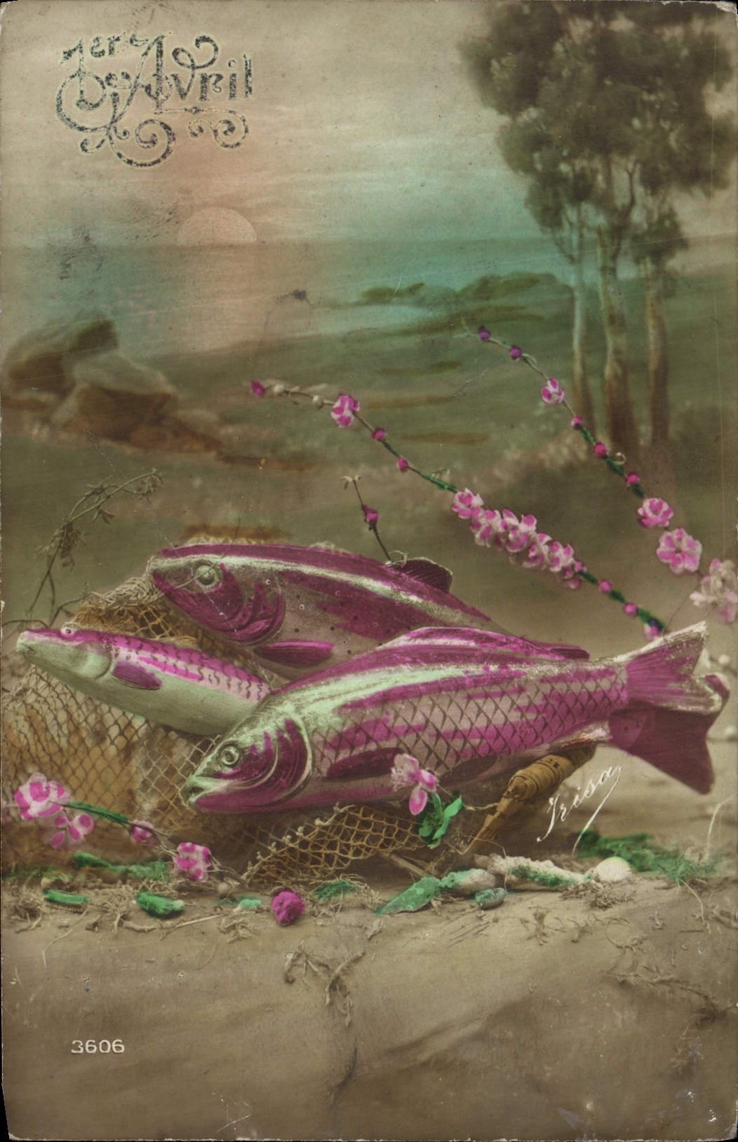 CPA Fantaisie Poissons 1er aVril