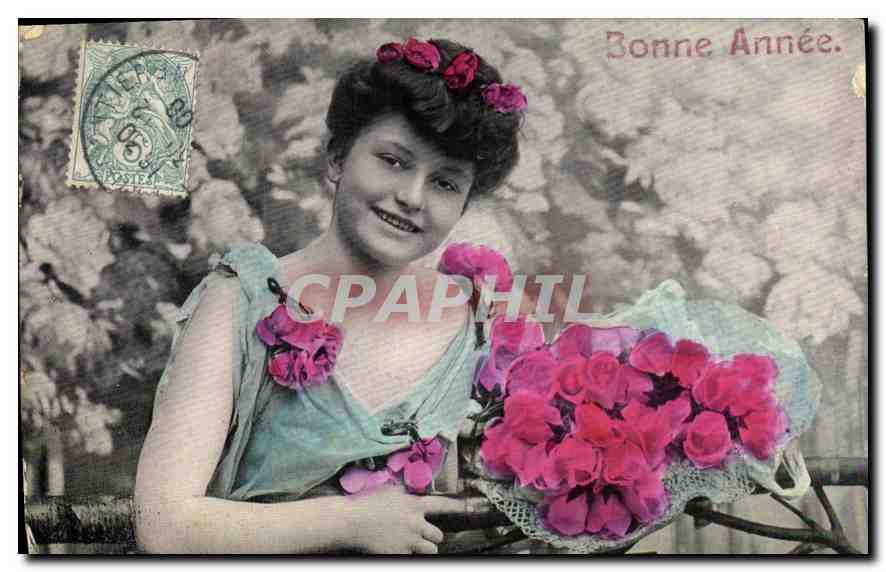 CPA Bonne Annee Femme