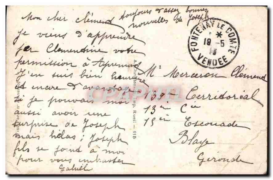 CPA Une pensee au Poilu  — Verso