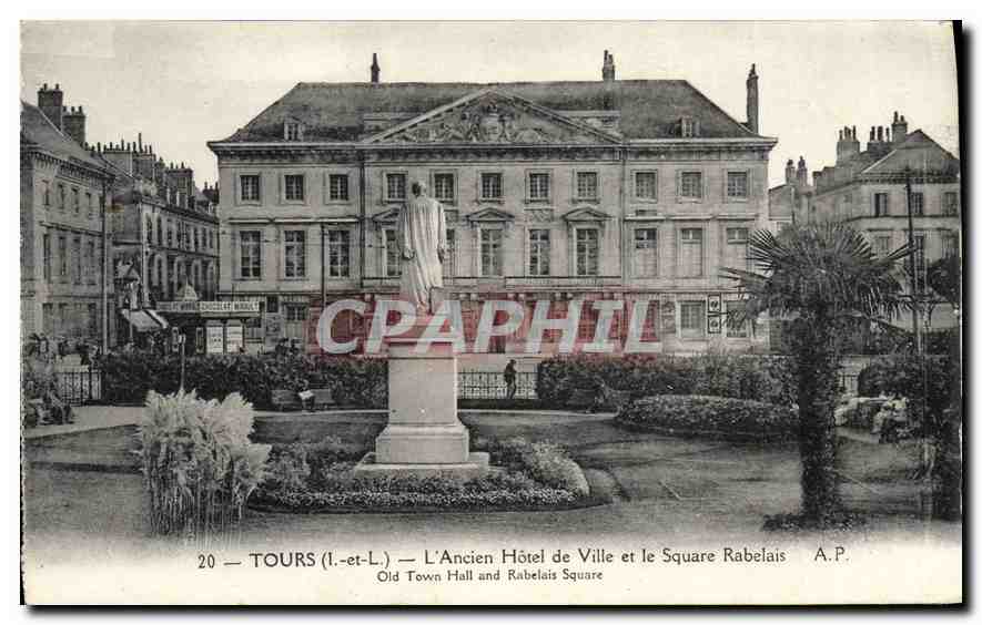 CPA Tours L et L L'Ancien Hotel de Ville et le Square Rabelais 