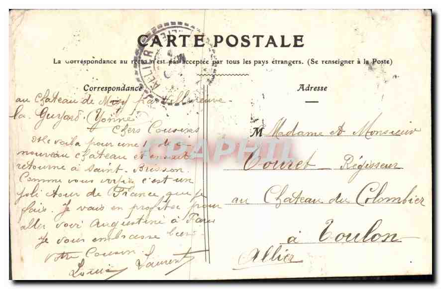 CPA Misy S Yonne Le Chateau  — Verso