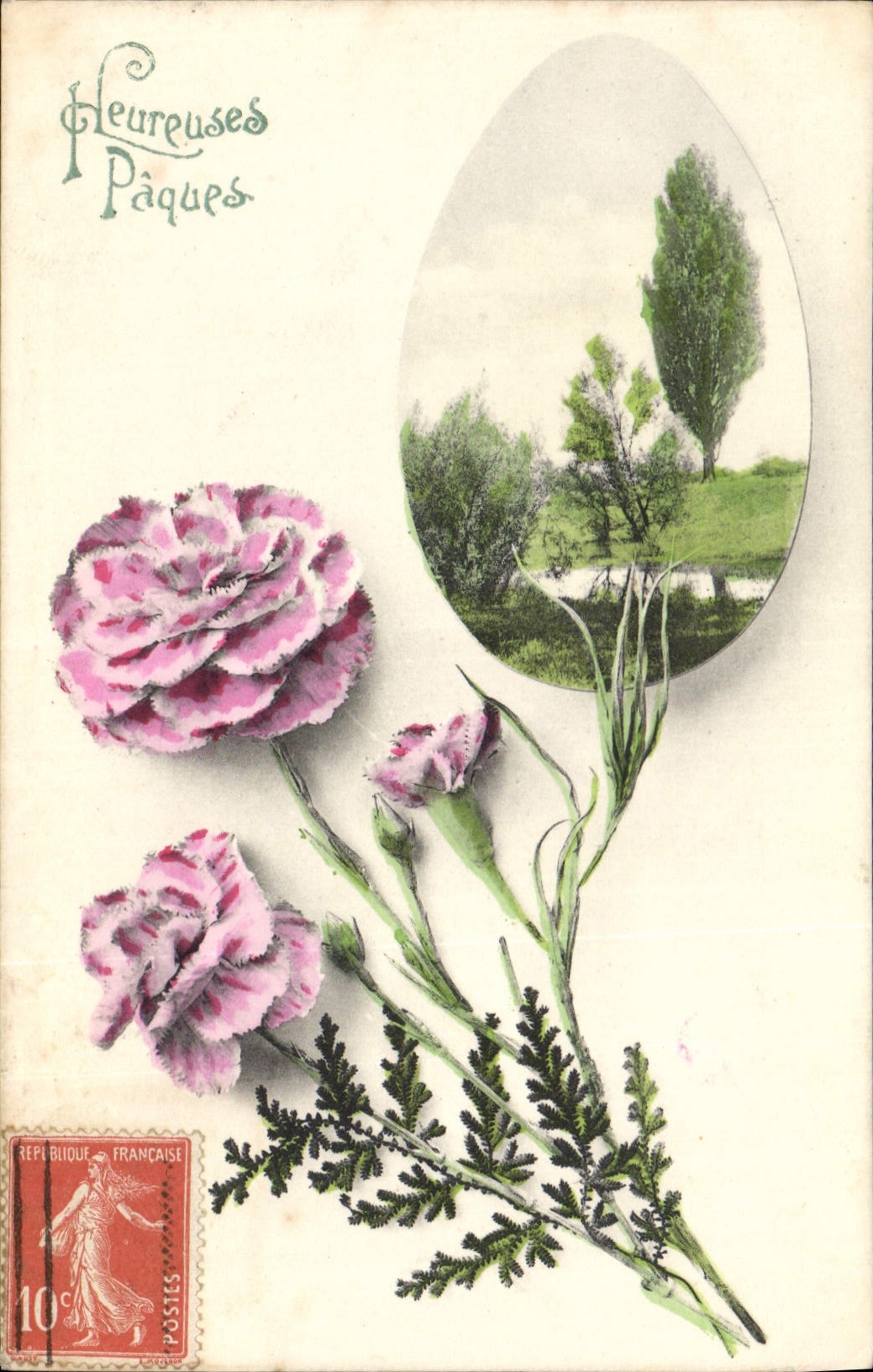 CPA Heureuses Paques Fleurs - Recto