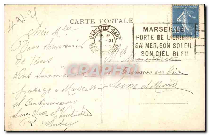 CPA Marseille ND de la Garde La Colline — Rückseite