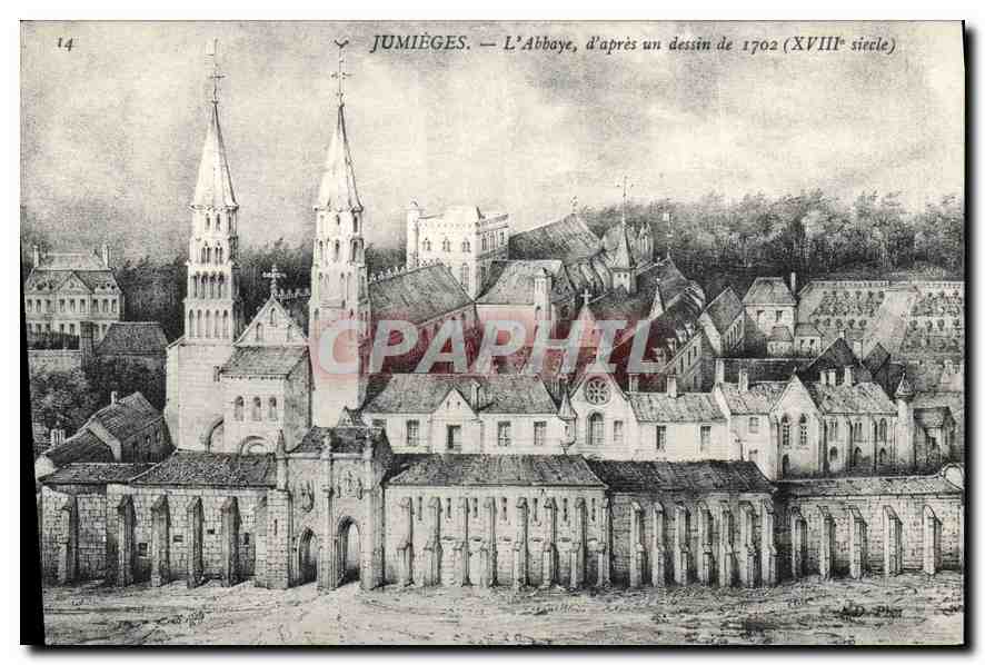 CPA Jumieges L'Abbaye d'apres un dessin de 1702 