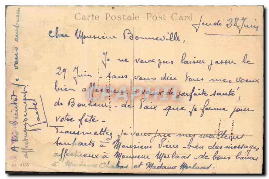 CPA Bonne Fete Fleurs — Verso