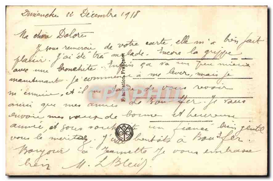 CPA Bonne Annee  — Rückseite