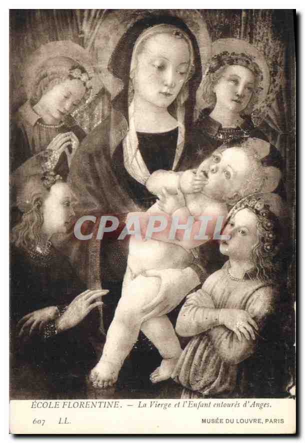 École Florentine — La Vierge et l'Enfant entourés d'Ange — Éditeur LL, n° 667