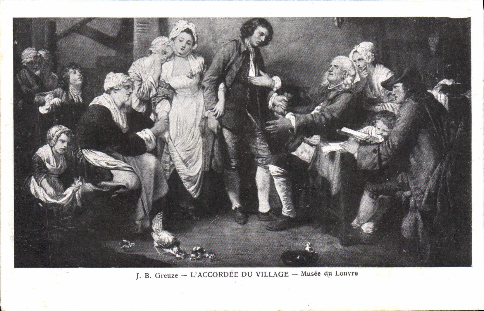 CPA JB Greuze L'Accordee du Village Musee du Louvre 
