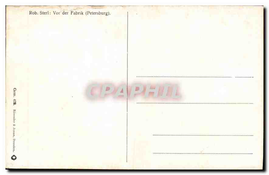 CPA Rob Sterl Vor der Fabrik Pertersburg Russie Russia — Back
