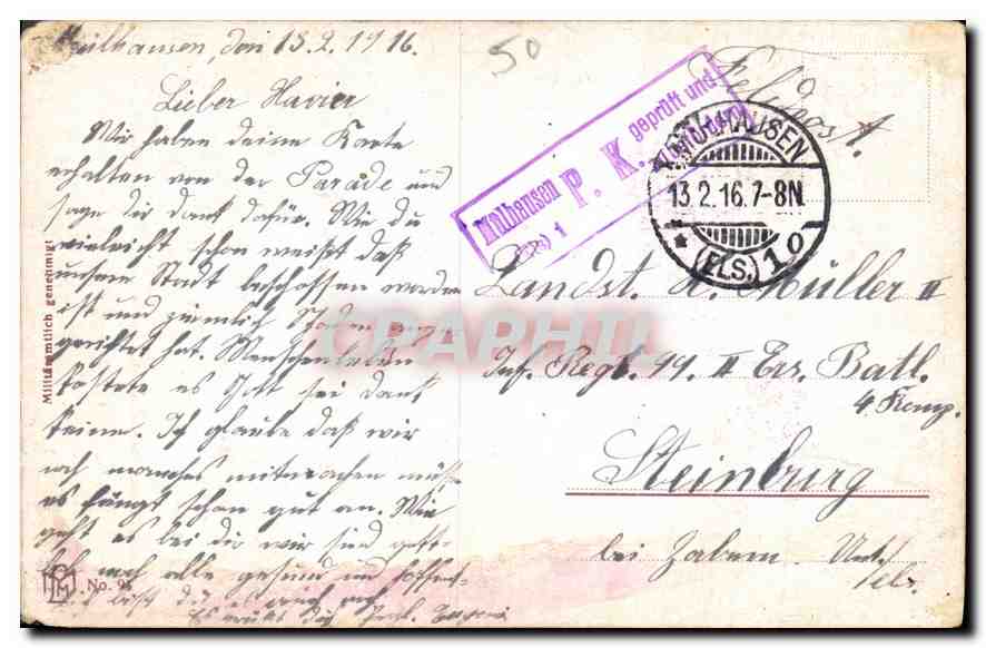 CPA Volkerkrieg 1914 15 Militaria — Verso