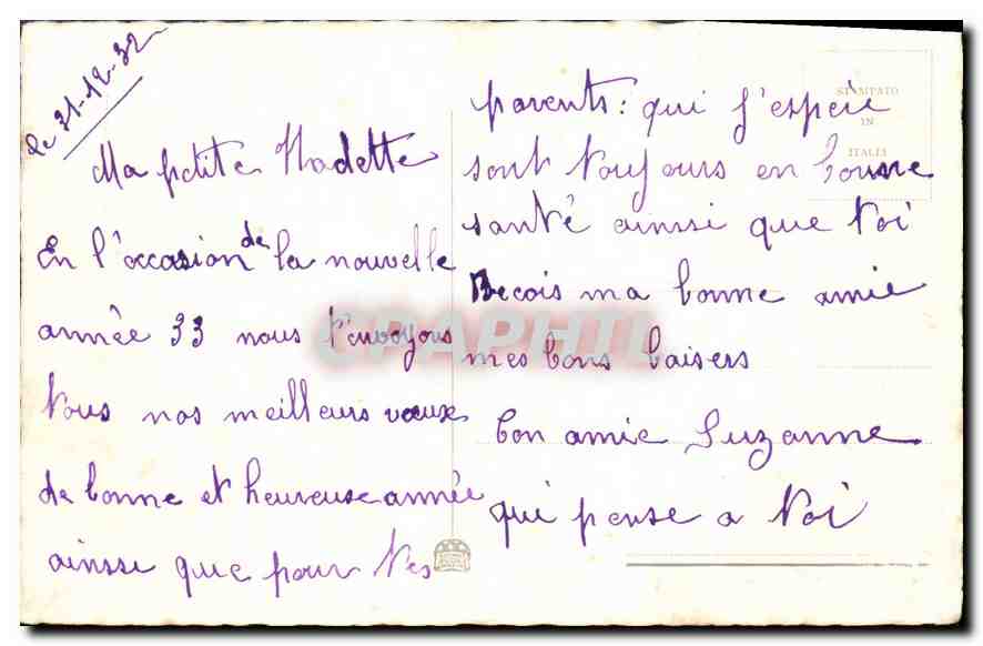 CPA Bonne Annee  — Rückseite