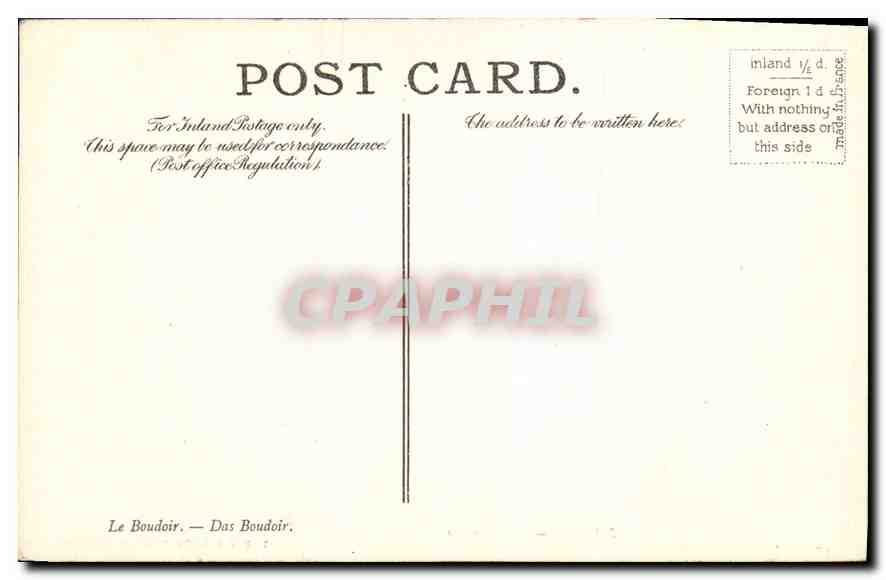 CPA Pater The Boudoir The Wallace Collection London  — Verso