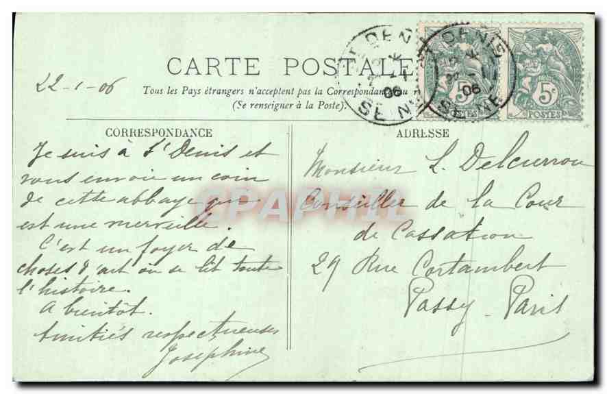 CPA l'Abbaye de Saint Denis Tombeau de Louis XII et d'Anne de Bretagne  — Verso