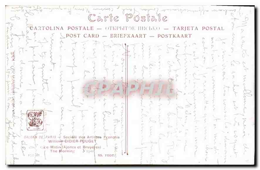 CPA Salons de Paris William Didier Pouget Le Main Ajones et Bruyees  — Verso