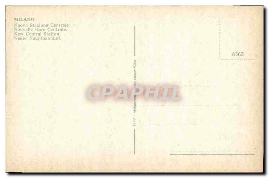 CPA Milano Muova Stazione Centrale  — Verso