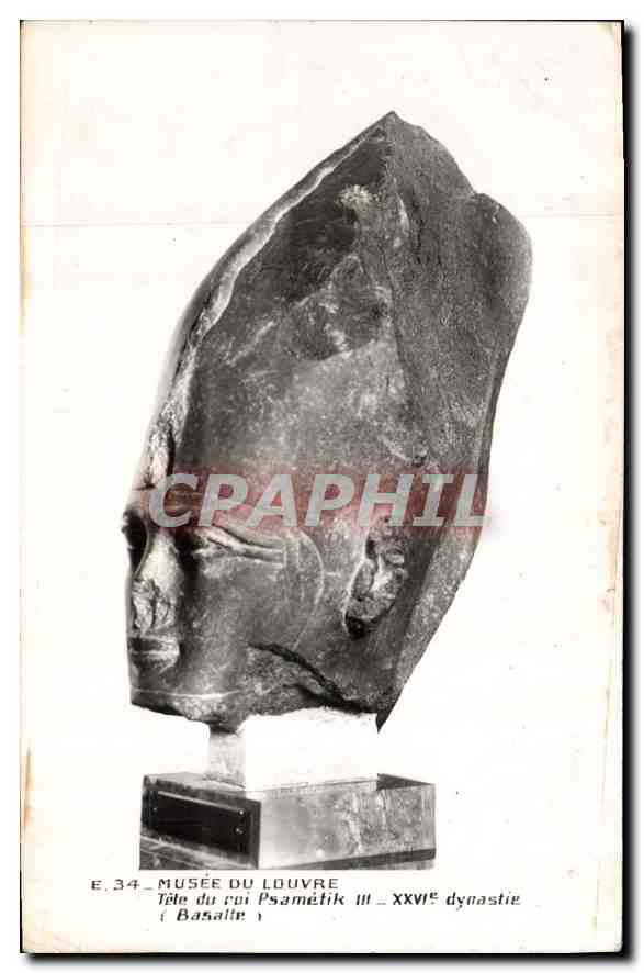 CPA Musee de Louvre Tete du voi Psametik Basalle 