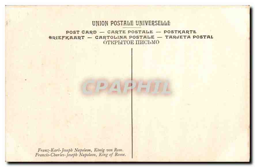 CPA Gerard Francois Charles Joseph Napoleon Prince Imperial Roi de Rome  — Verso