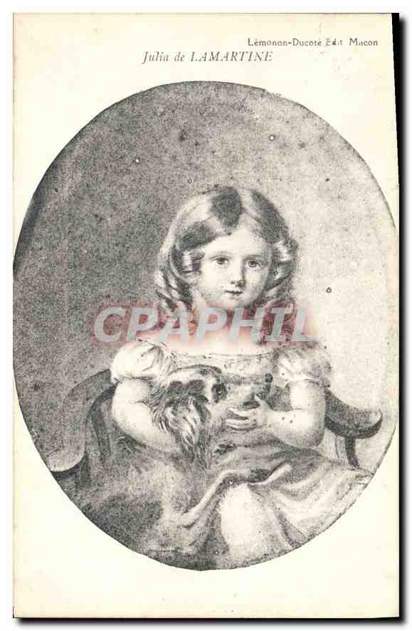 Julia de Lamartine — Portrait d'enfant avec chien — Lémonon-Ducoté Édit Macon