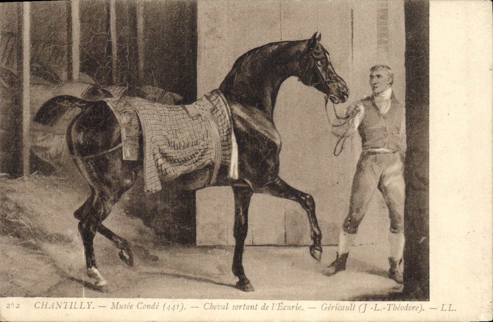 CPA Chantilly Musee Conde Cheval sortant de l'ecurie Gericault 